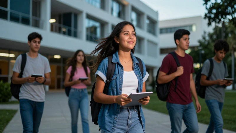 Estudiantes mexicanos modernos en su universidad