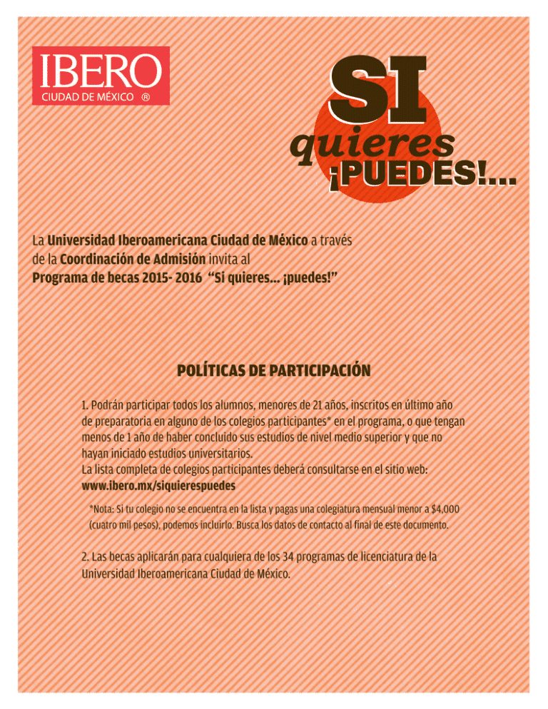 Detalles e información del programa «Si quieres, puedes» de la Universidad Iberoamericana