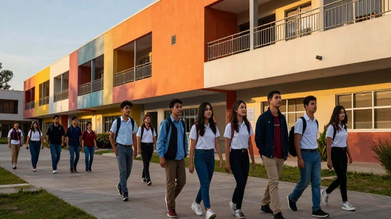 Estudiante en moderno campus mexicano dorado