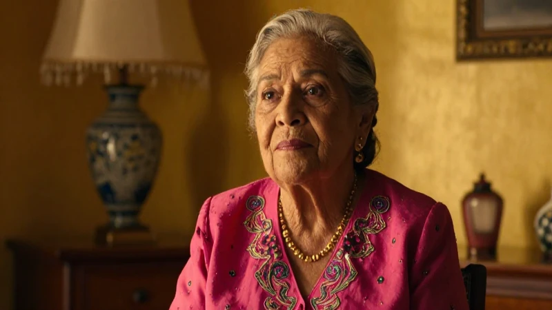 Mujer mexicana anciana en casa con luz dorada