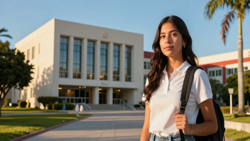 Estudiante mexicano en campus moderno y vibrante