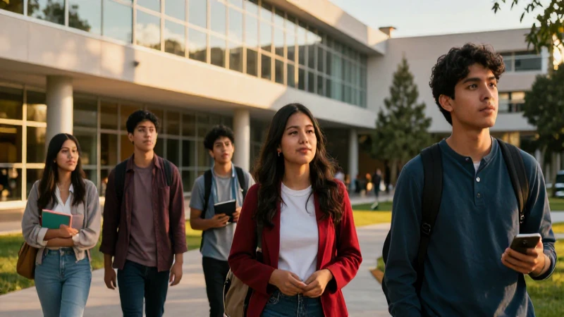 Estudiantes universitarios mexicanos en un campus moderno