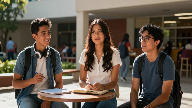 Estudiantes ambiciosos en universidad moderna bajo luz