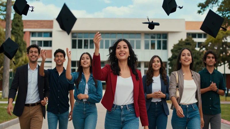 Estudiantes mexicanos ambiciosos en graduación épica