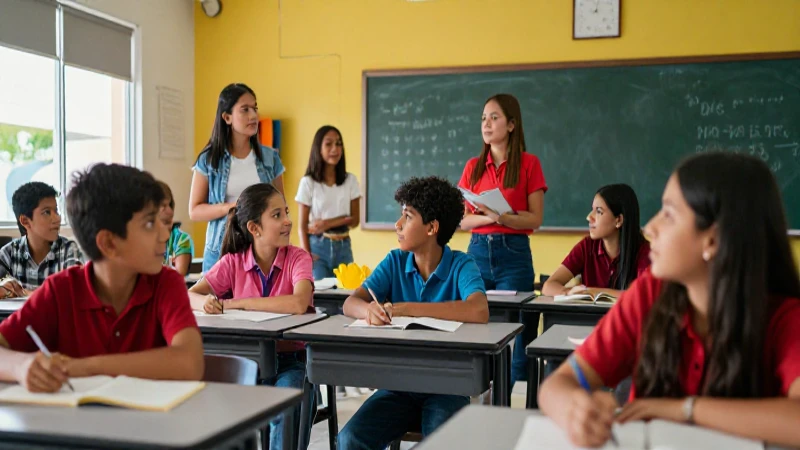 Estudiantes mexicanos colaboran en un aula vibrante