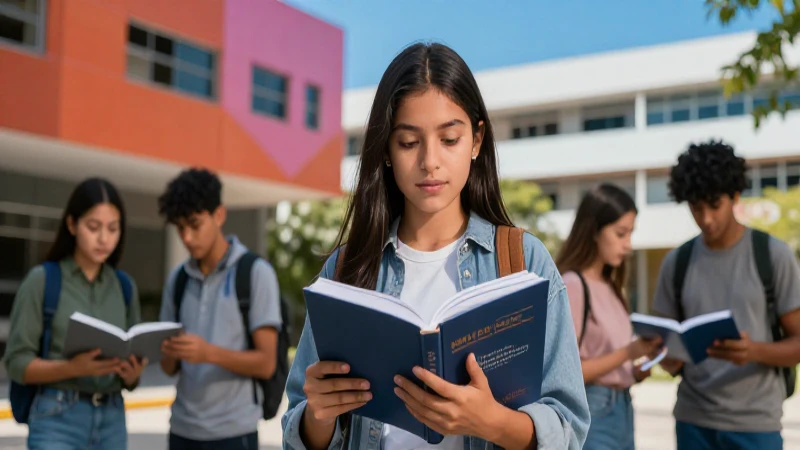Joven estudiante mexicano en un campus moderno