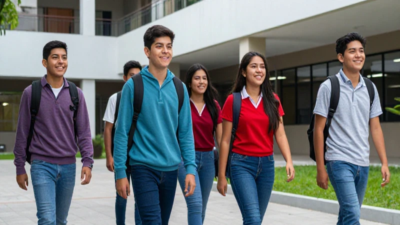 Estudiantes mexicanos caminan por la universidad