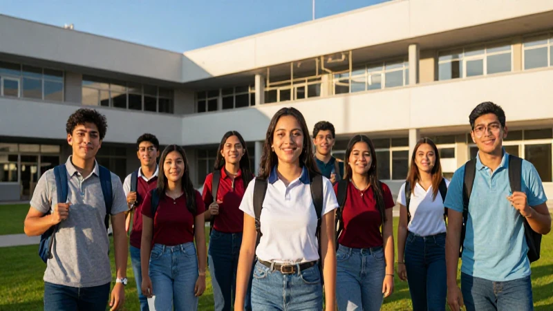 Estudiantes mexicanos modernos bajo luz dorada