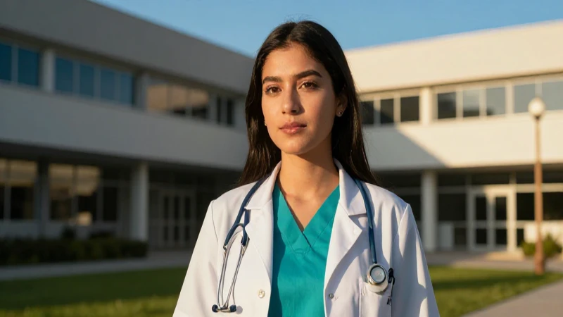 Estudiante mexicana, ambiciosa futura médica en campus