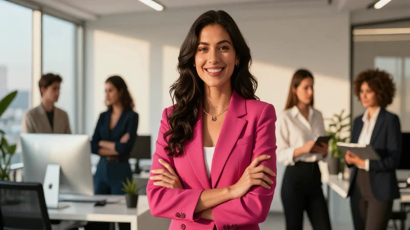 Mujer mexicana exitosa en oficina moderna