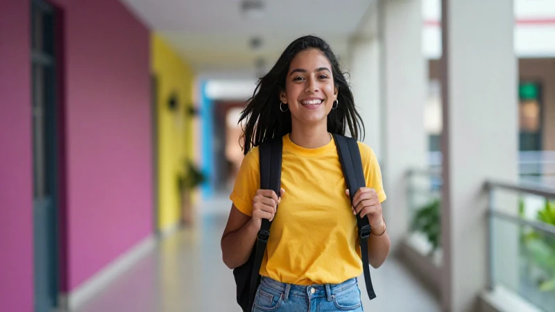 Joven estudiante mexicano exitoso en universidad moderna