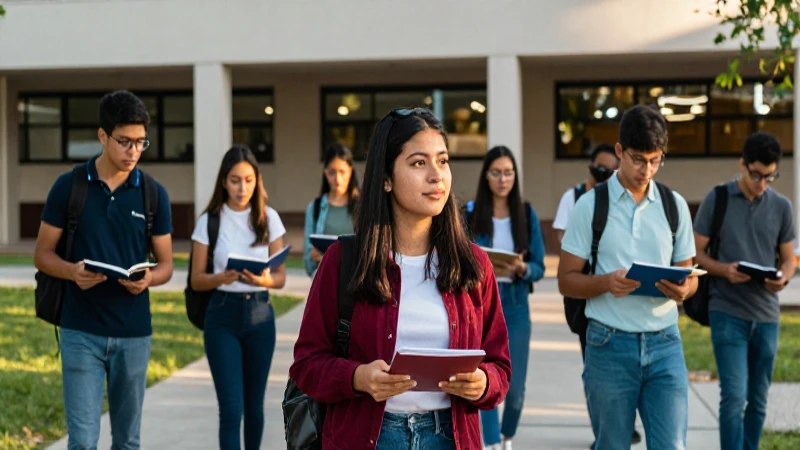 Estudiantes mexicanos modernos en campus dinámico