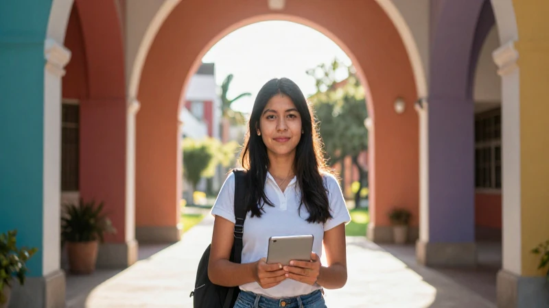 Estudiante mexicano en campus universitario vibrante
