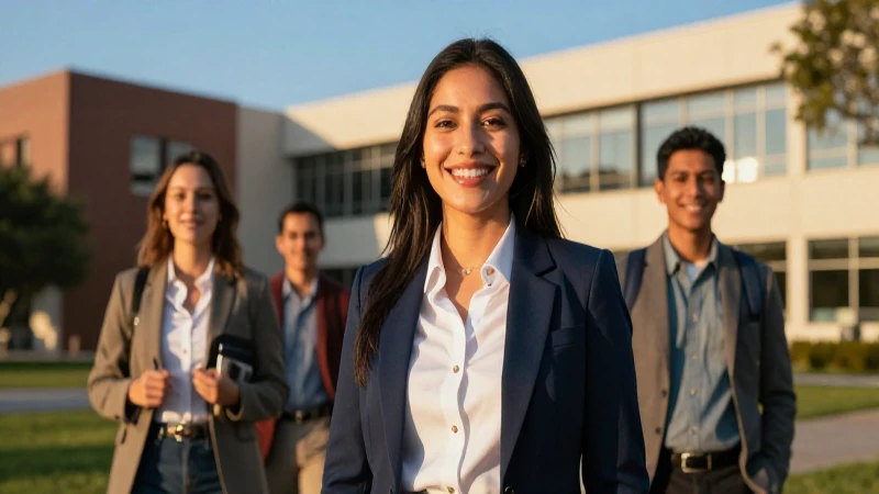 Joven profesional mexicano en campus universitario