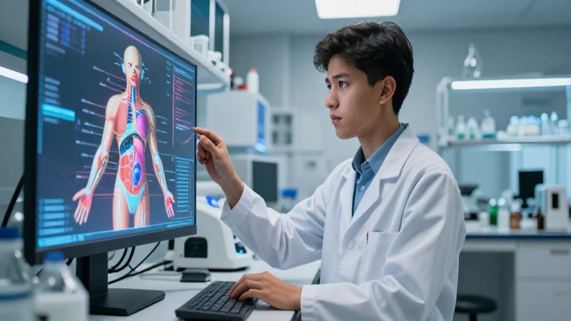 Estudiante mexicano en moderno laboratorio de alta tecnología