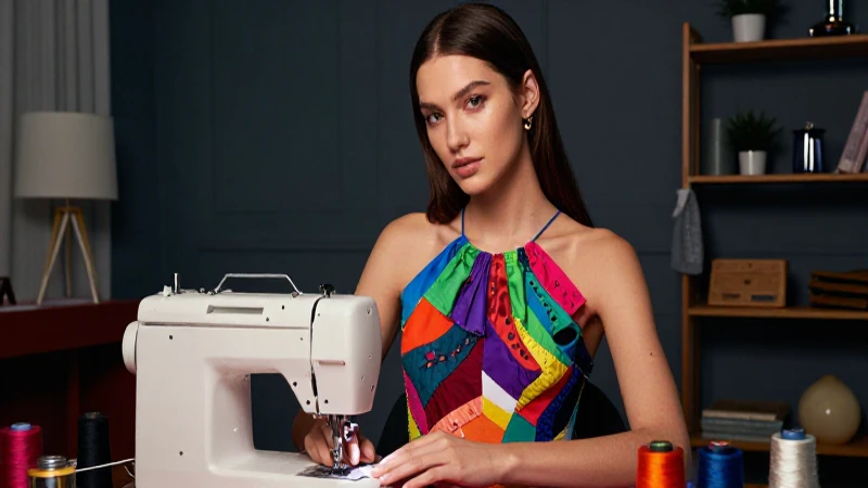 Modelo de moda artesanal profesional en estudio