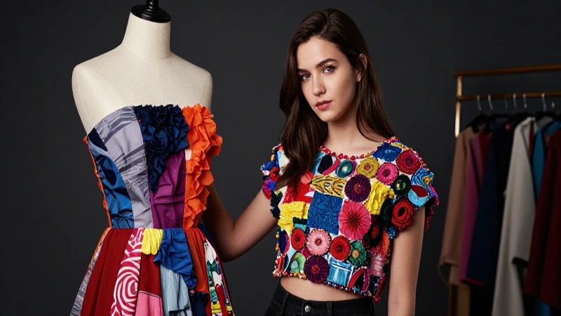 Diseñadora creativa con moda vibrante y estilizada