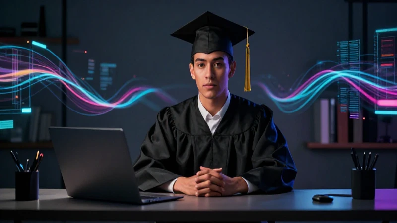 Graduado moderno en atmósfera digital vibrante