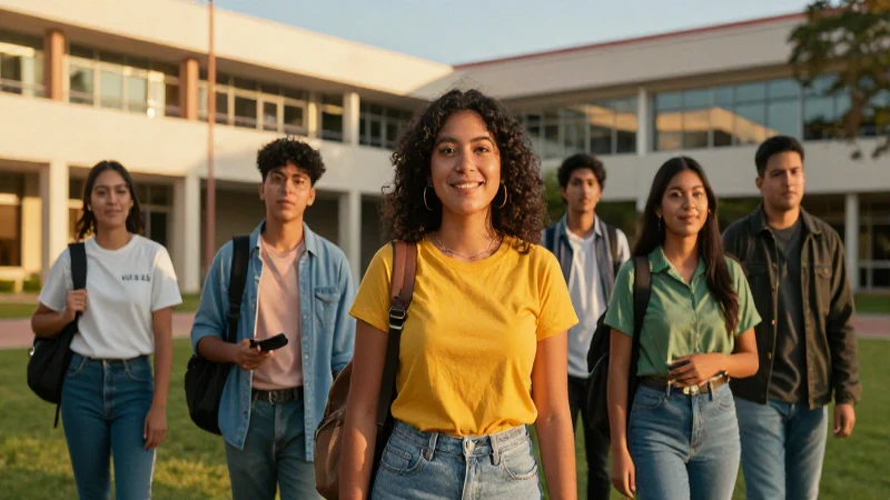 Estudiantes mexicanos en campus universitario moderno