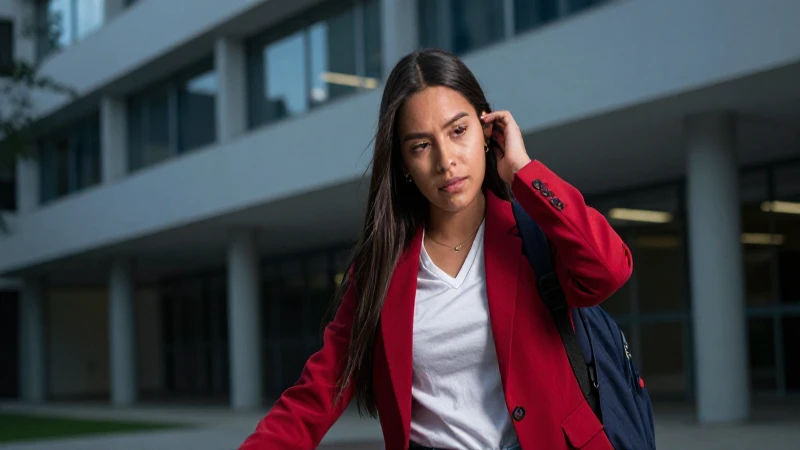 Estudiante mexicano enfocado en campus moderno