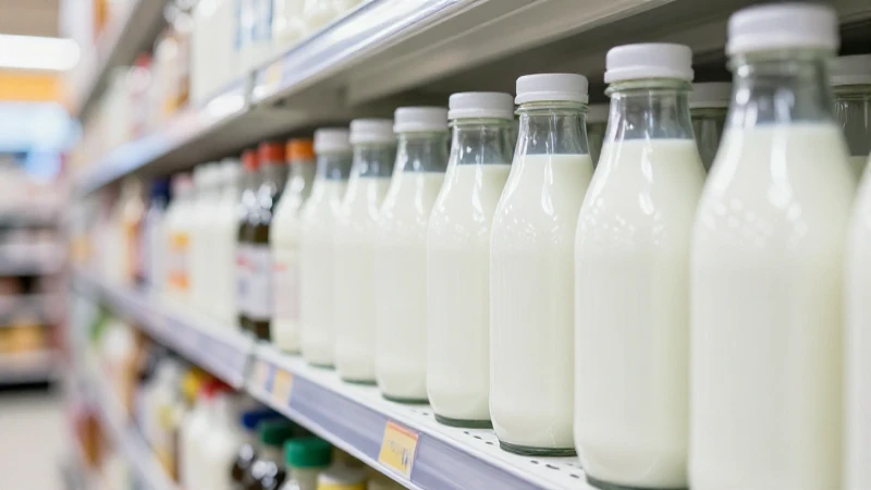 Leche fresca en estantería brillante y profesional