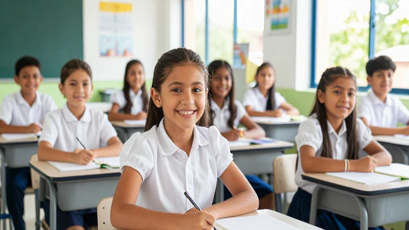 Niños mexicanos sonrientes en su aula