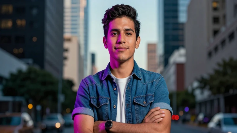Joven mexicano profesional en entorno urbano