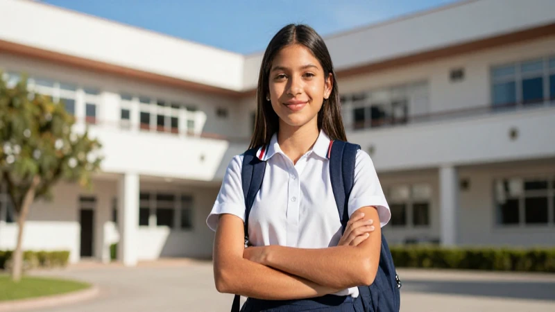 Joven mexicana en uniforme escolar