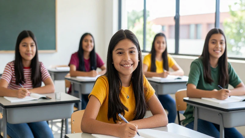 Estudiantes mexicanos alegres en clase moderna