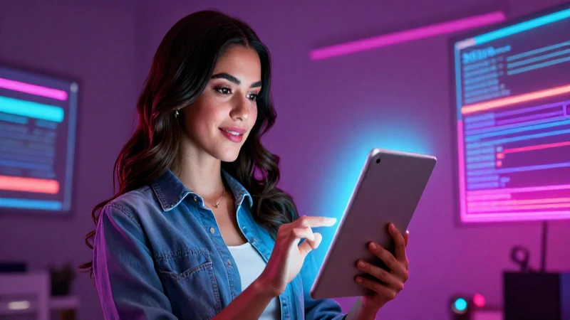 Mujer mexicana moderna con tableta digital