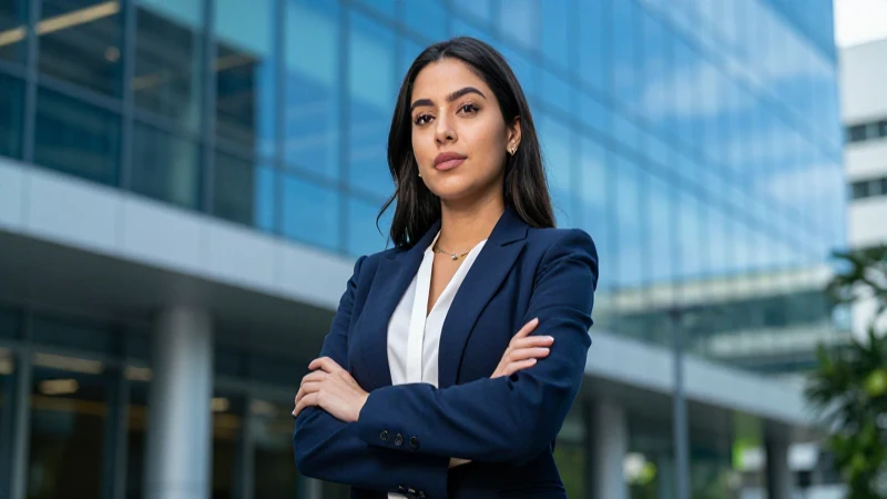 Mujer mexicana profesional en fondo moderno