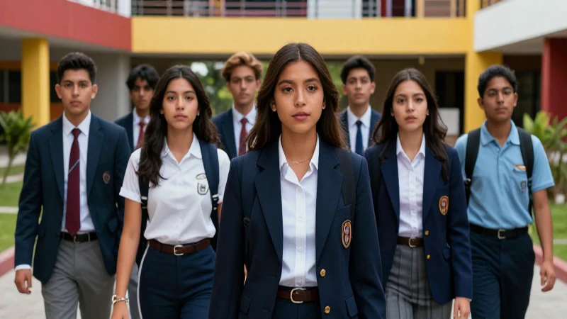 Estudiantes mexicanos en vibrante campus moderno