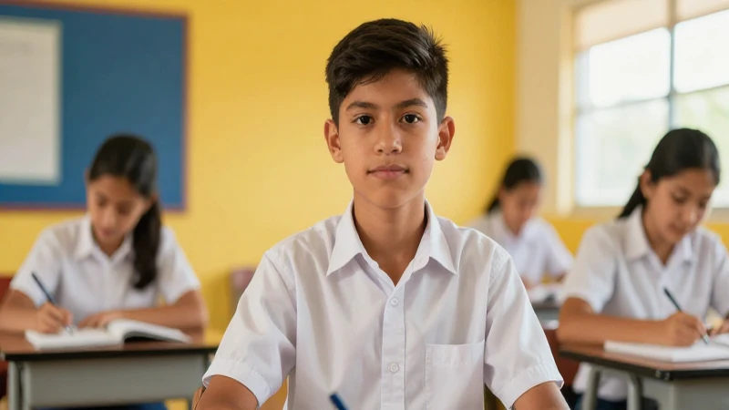 Retrato estudiantil en aula con luz cinematográfica