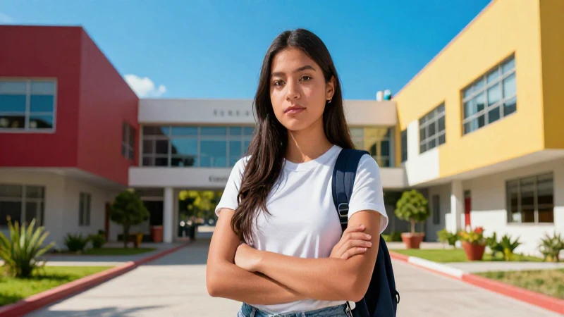 Estudiante mexicano, campus moderno y vibrante