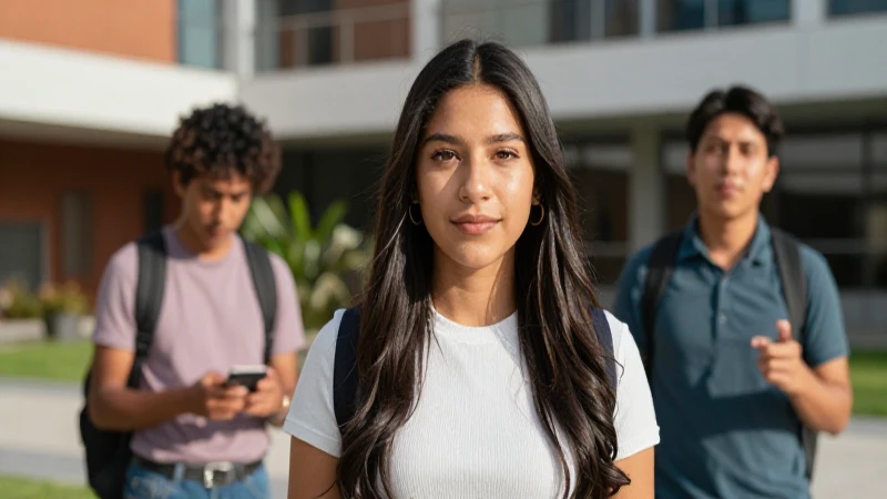 Retrato vibrante de estudiante mexicano en campus