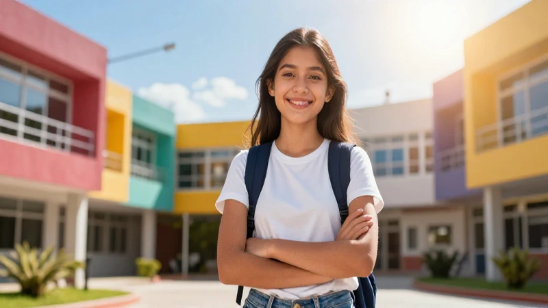 Joven estudiante mexicano en campus moderno