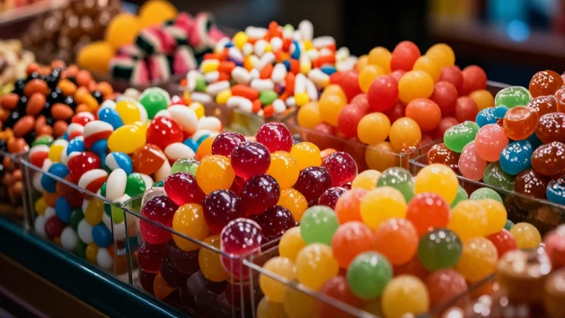 Dulces mexicanos vibrantes en exhibición