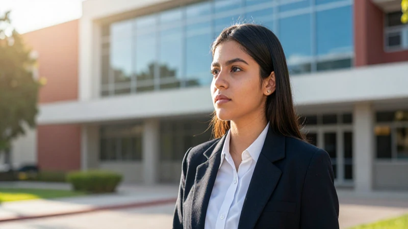 Estudiante mexicano concentrado en campus vibrante