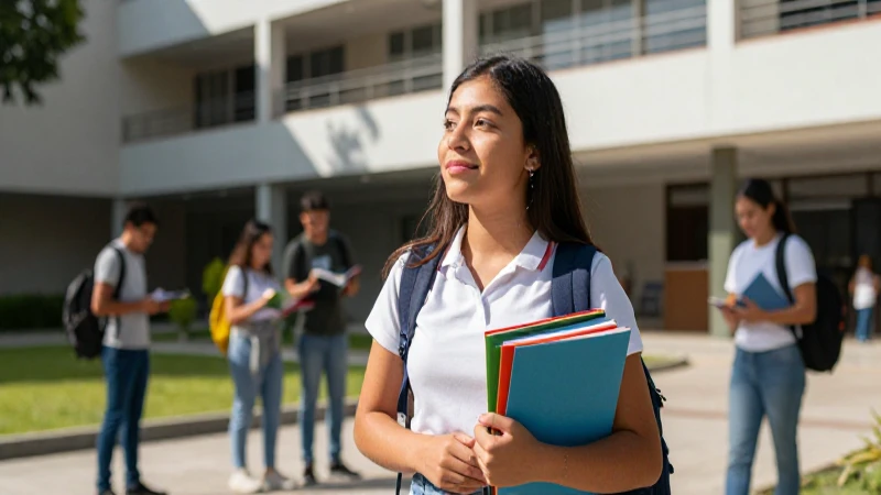 Estudiante mexicano en campus universitario vibrante