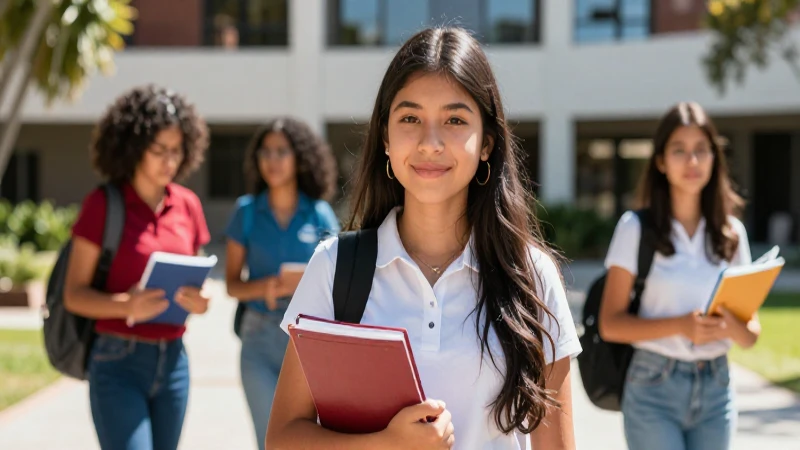 Estudiante mexicana exitosa en campus universitario