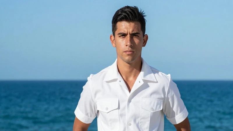Joven militar mexicano en uniforme ante el mar