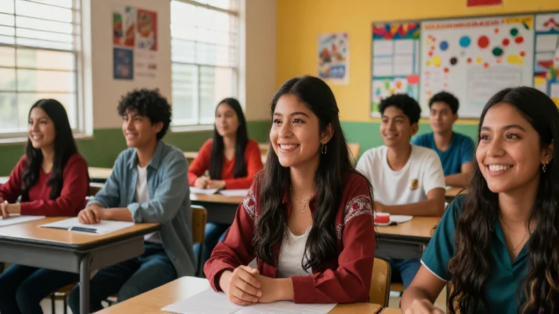 Estudiantes mexicanos optimistas en aula