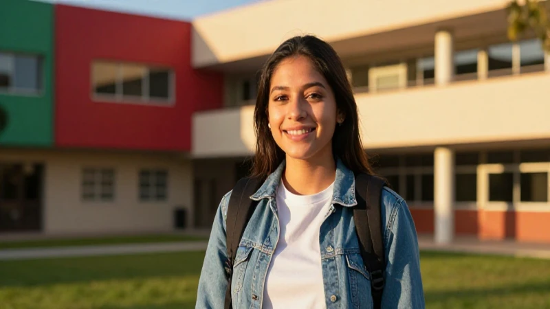 Joven estudiante mexicano en campus vibrante