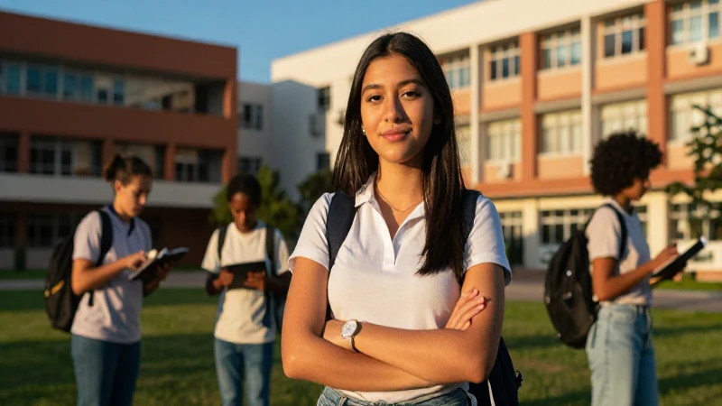 Joven mexicano brillante en campus universitario