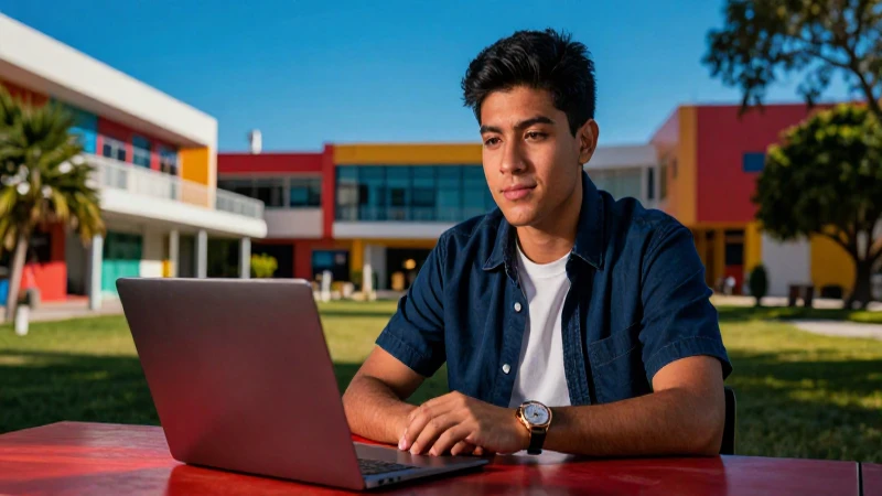 Estudiante universitario mexicano moderno y confiado