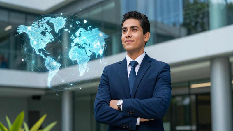 Profesional mexicano moderno con tecnología global