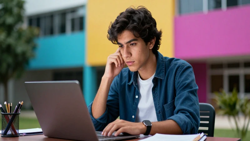Joven mexicano estudia remoto con enfoque