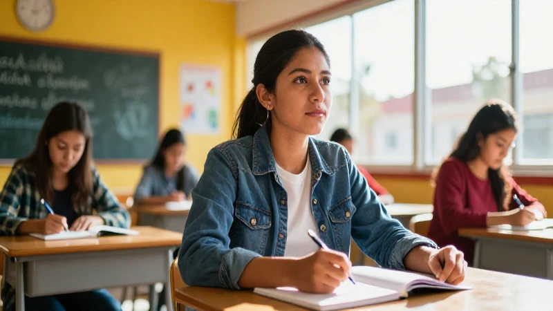 Estudiante mexicano en aula vibrante