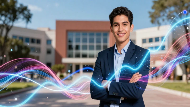 Profesional mexicana con crecimiento digital en campus