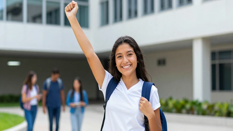 Joven mexicano exitoso en campus vibrante